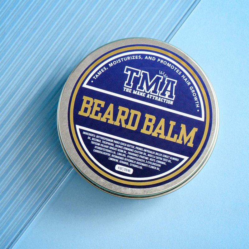 The Mane Attraction Beard Balm for Men – Moisturizing Beard Butter with Shea Butter & Beeswax – Softens, Conditions & Light Hold Styling – Castor & Rosemary Oils – Frizz Control – 2oz