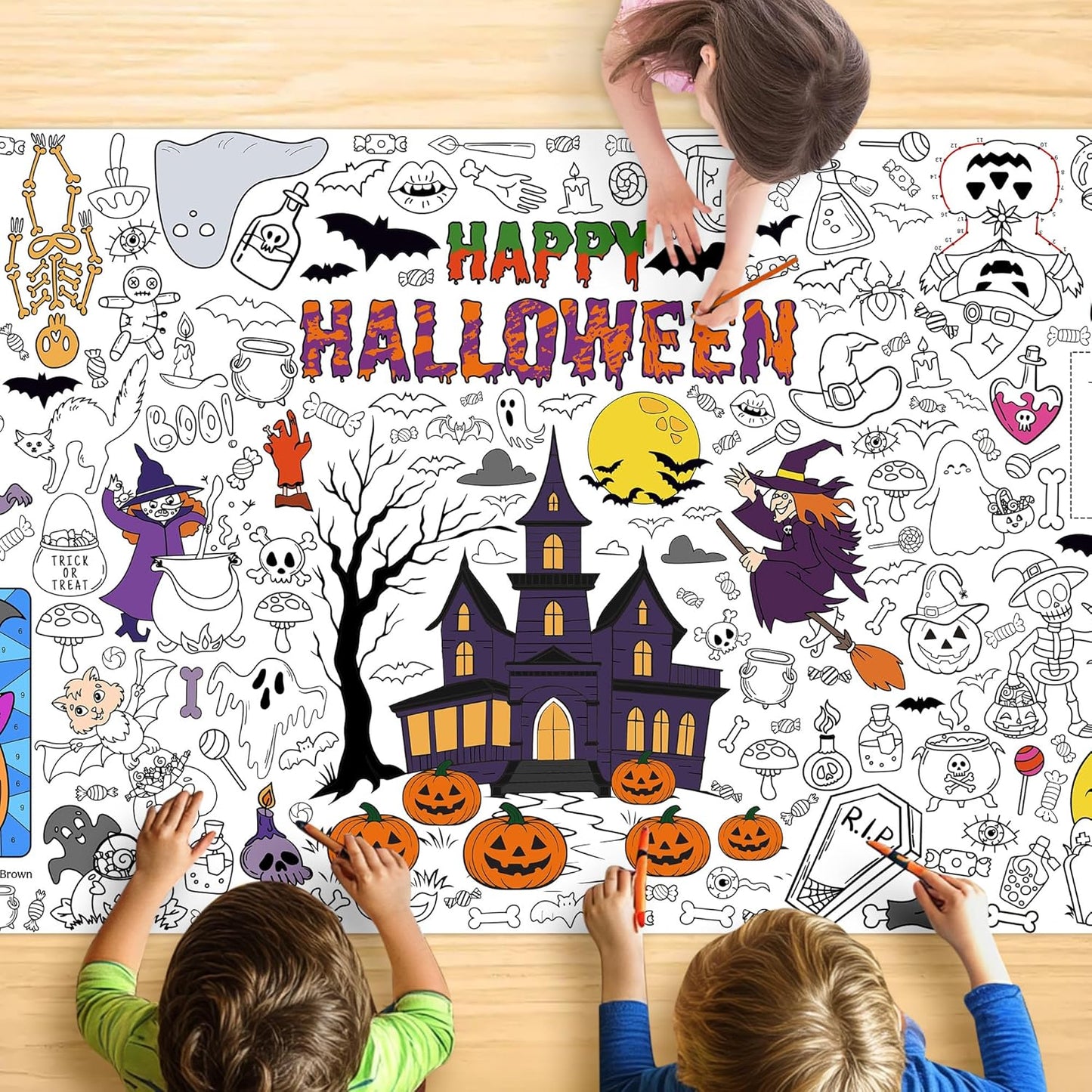 Monster Truck Coloring Tablecloth - Large 30x72 Inch for Kids | Perfect for Birthday Parties & Classroom Fun