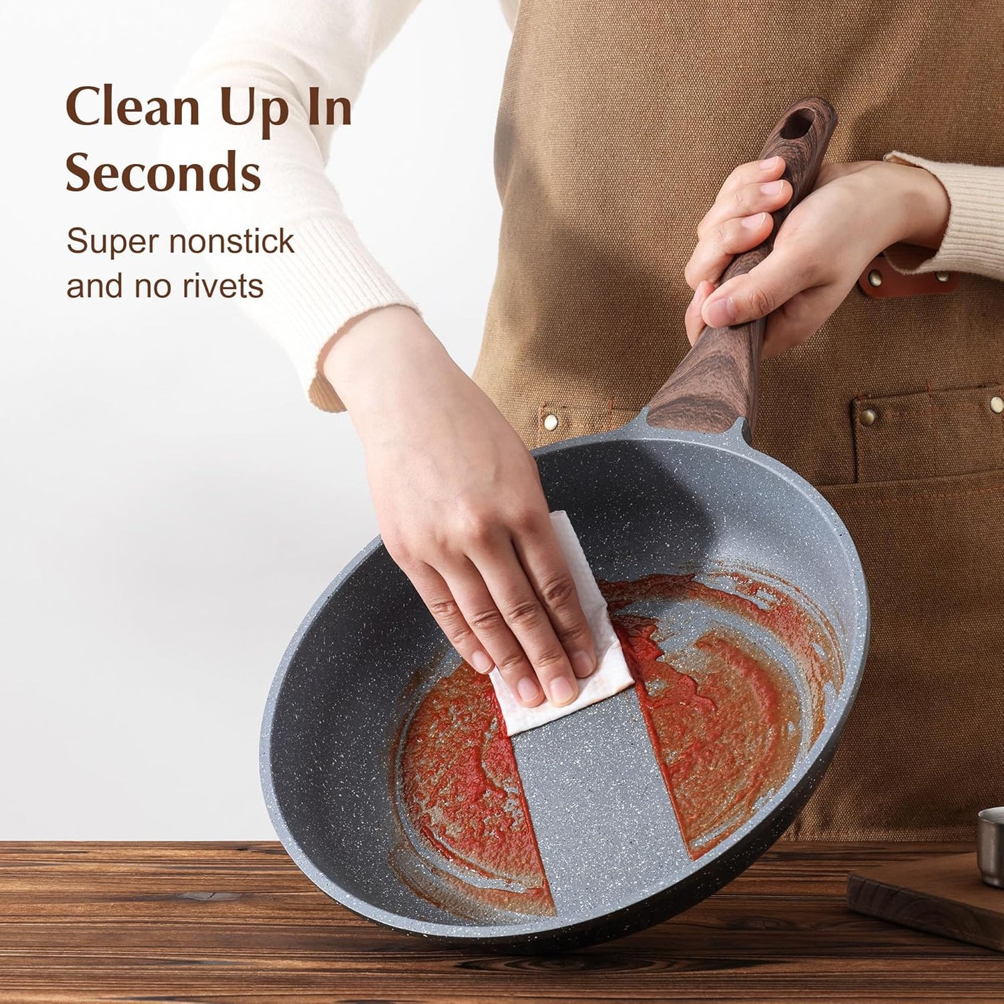 SENSARTE Nonstick Frying Pan - Swiss Granite Coating Omelette Skillet | PFOA Free, 9.5 Inch