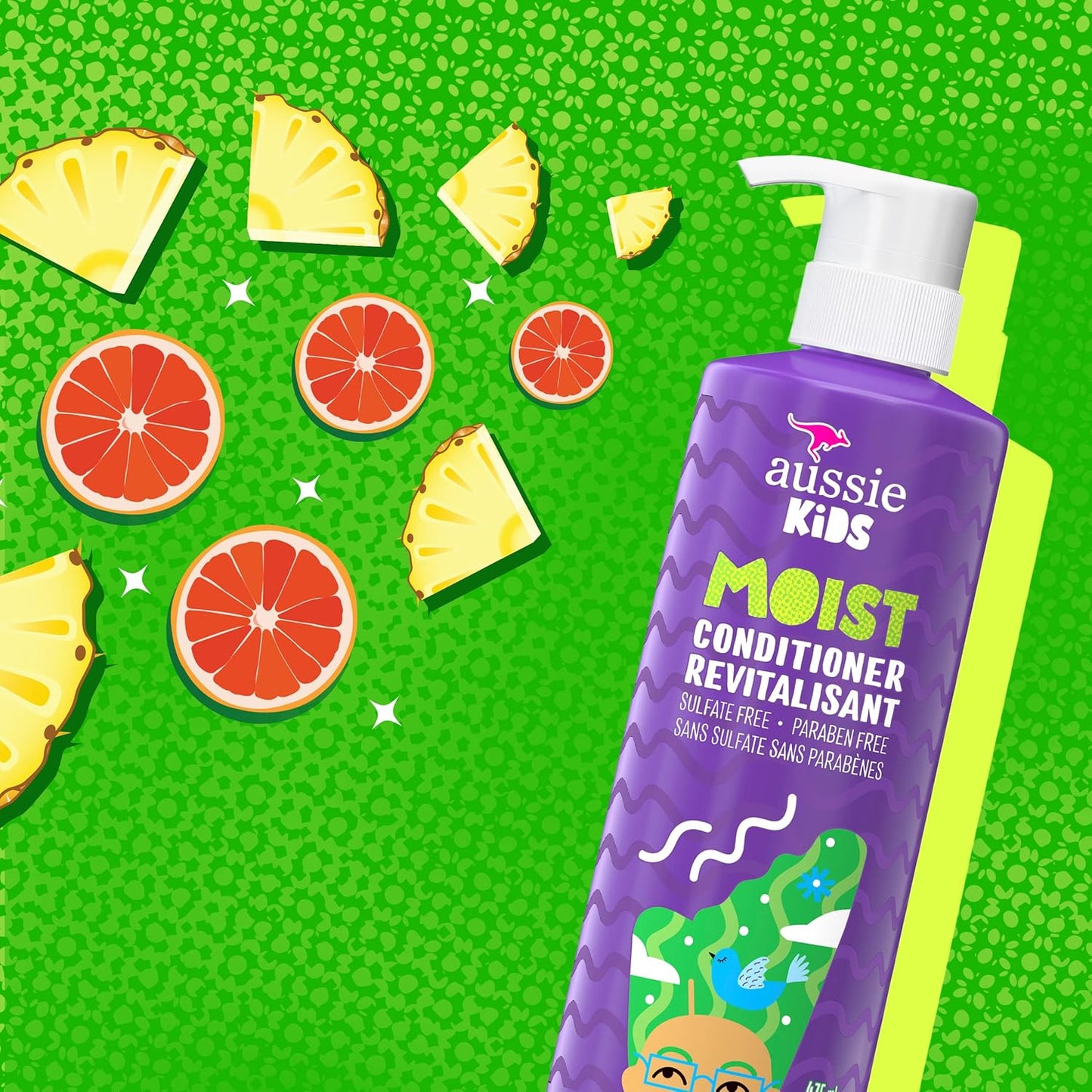 Aussie Kids Moist Sulfate-Free Conditioner - Nourishing Formula for Kids | 16 fl oz, Pack of 4