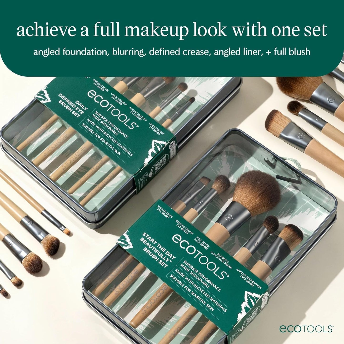 EcoTools Makeup Brush Set - 6 Piece Eco-Friendly Kit for Eyeshadow, Blush & Foundation | Vegan & Cruelty-Free