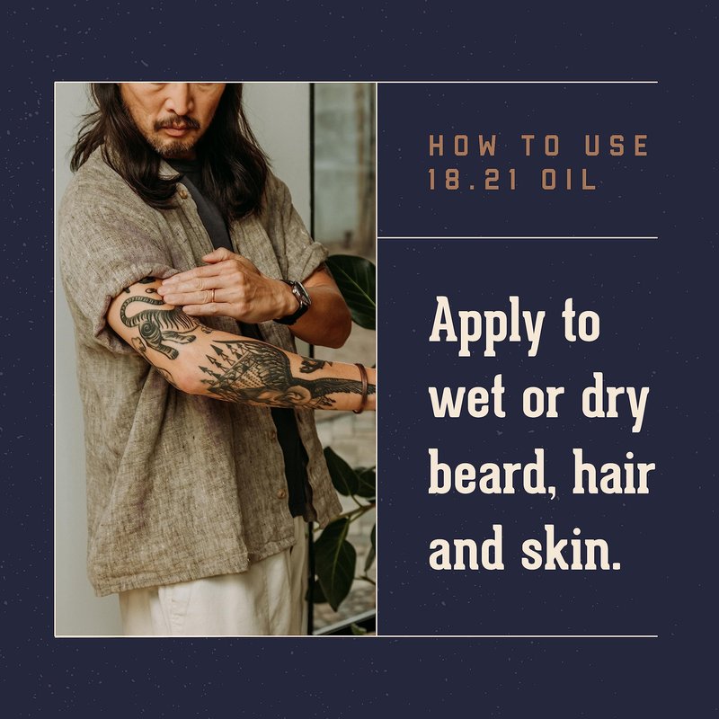 18.21 Man Made OIL - Beard, Hair & Skin - Absolute Mahogany, 2 oz.