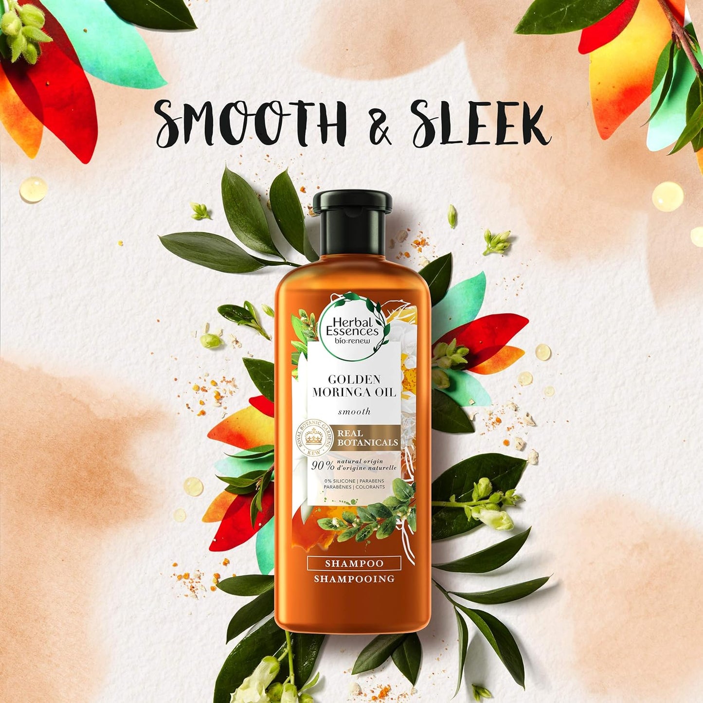 Herbal Essences Golden Moringa Oil Shampoo - Smoothing Formula | 13.5 Fl Oz