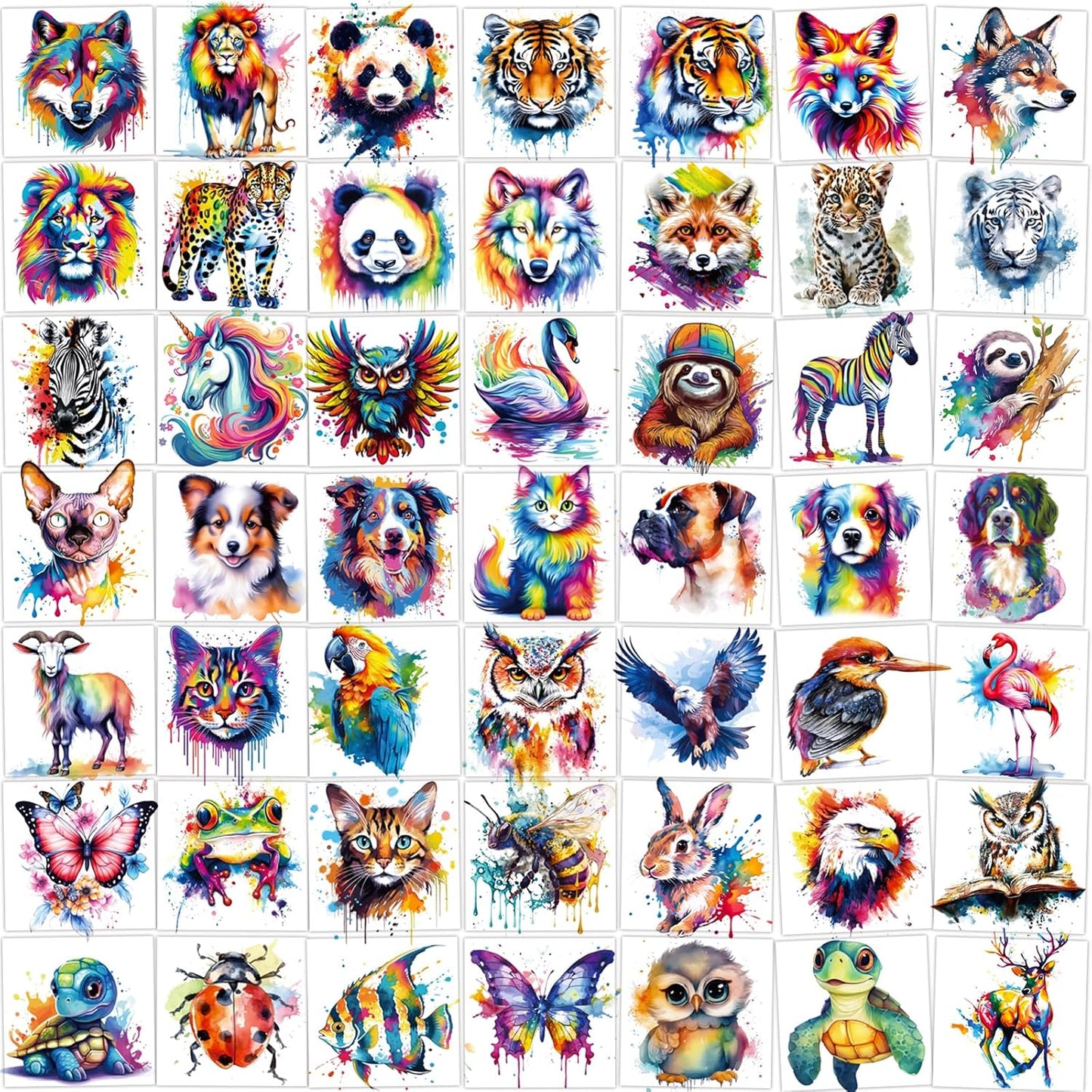 160 PCS Watercolor Animal Temporary Tattoos for Kids - Cute Stickers for Birthday Parties & Gifts | 30 Sheets