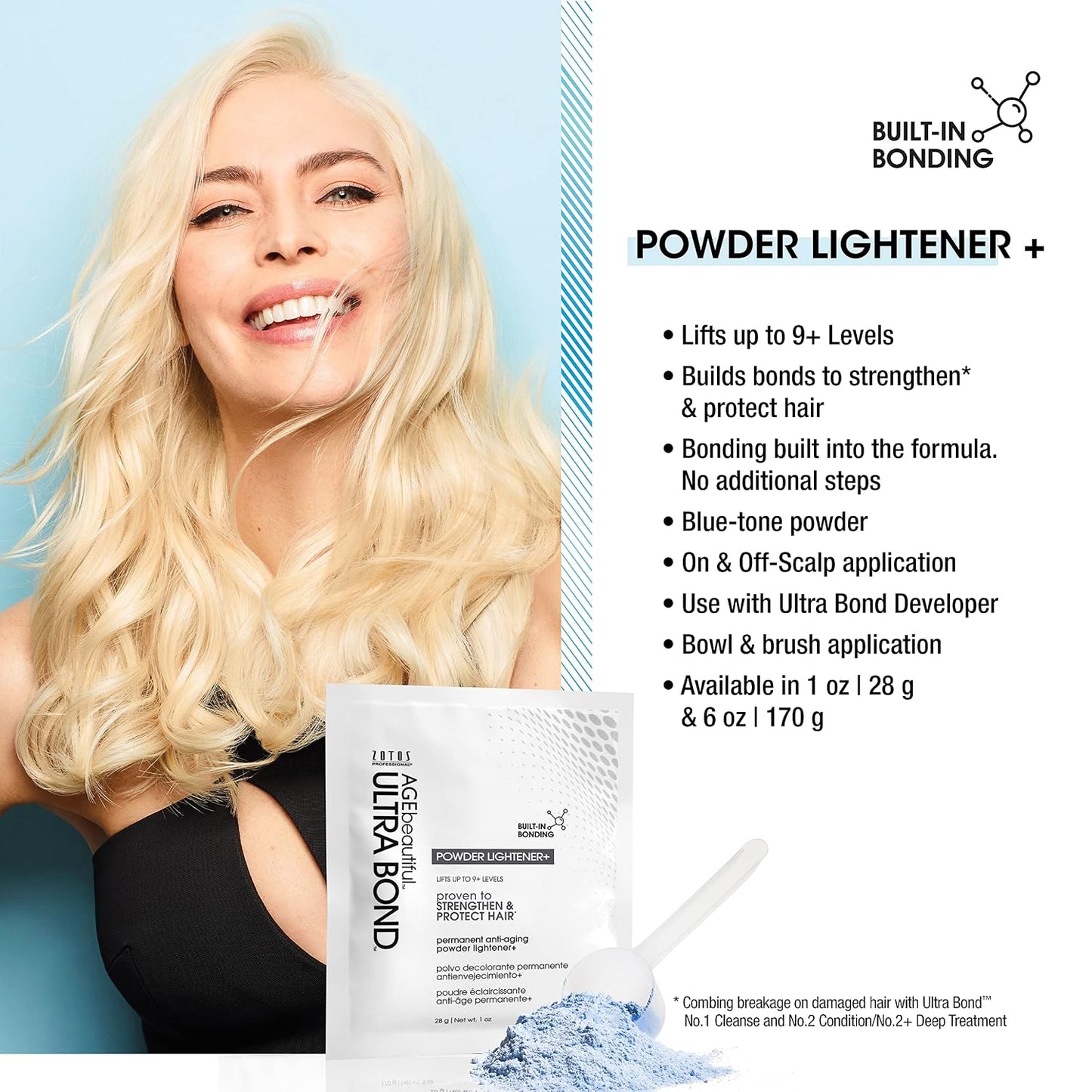 AGE Beautiful Permanent Powder Hair Lightener - Ultra Bond Formula, Lifts 9+ Levels, Strengthens Hair for Professional Highlights