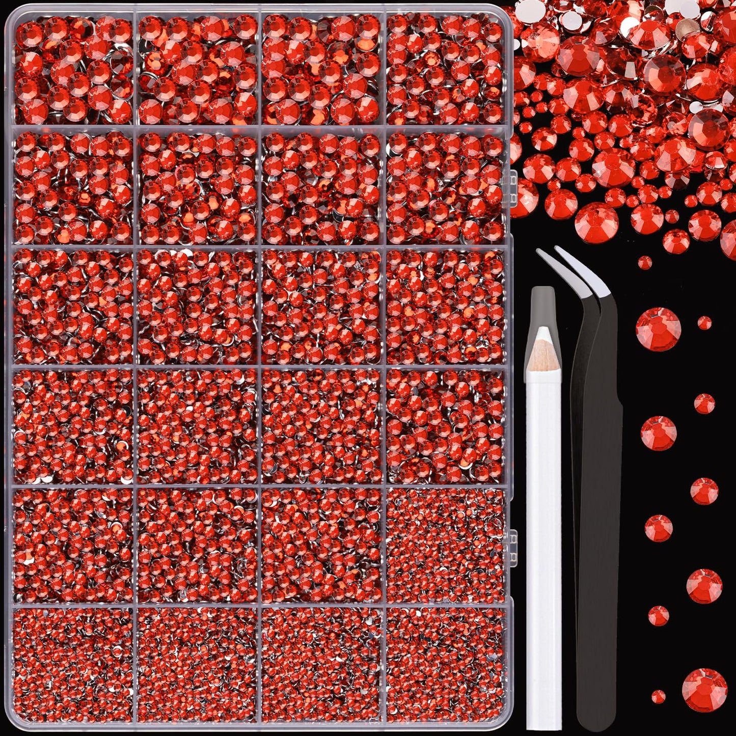 Resin Rhinestones - 32000 Pcs Flatback Gems for Bedazzling | Silver Clear Crystal Kit with 3 Pcs B7000 Glue for Nail Art & Crafts