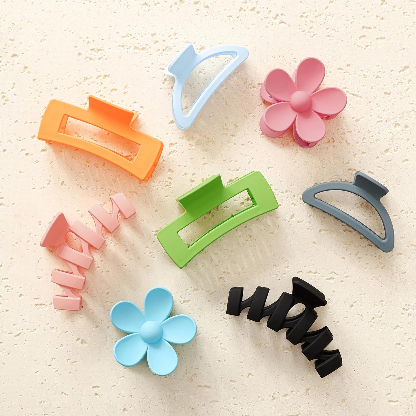 Flower Hair Clips - 8PCS Non-Slip Claw Clips for Thick Hair | Multi-Style Neutral Colors Set