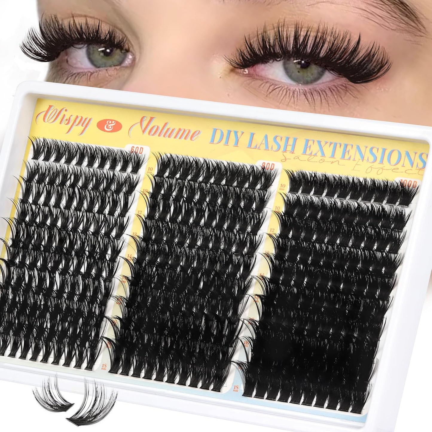 Manga Lash Clusters Kit - Spiky Anime Eyelash Extensions 270 Pcs | D Curl, 10-16mm, Fluffy & Natural Look