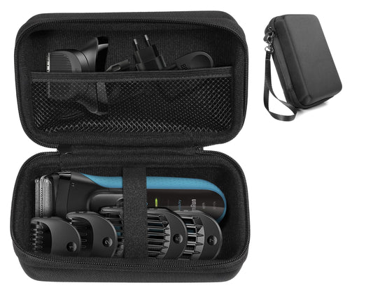 CaseSack Case for Braun Electric Razor for Men, Series 3 3010Bt, 3 310s, Series5 5190cc, Series 7 7865cc, organizer for razor, heads and combs, brush, oil and cord, mesh accessories pocket
