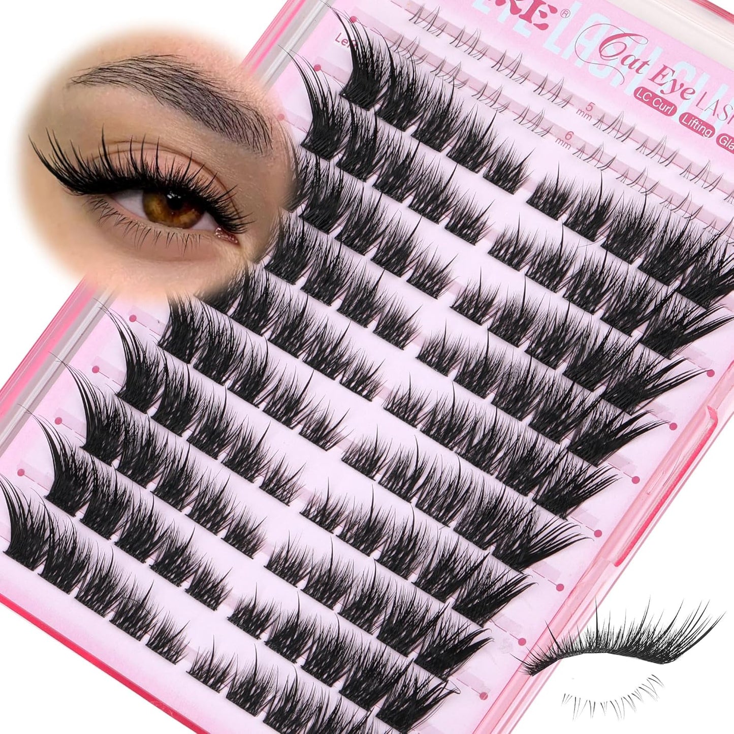 Wispy Lash Clusters - 180Pcs D-Curl Anime Eyelash Extensions | Natural Look 8-16MM
