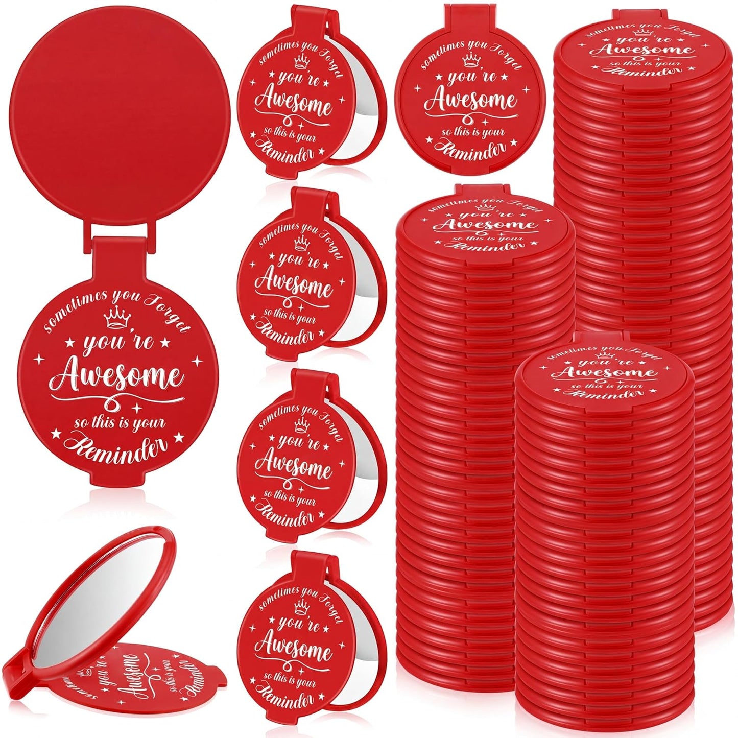Inspirational Compact Mirror Set - 36 Pcs 2.76 Inch Mini Mirrors | Perfect Galentine's Day Gifts for Women