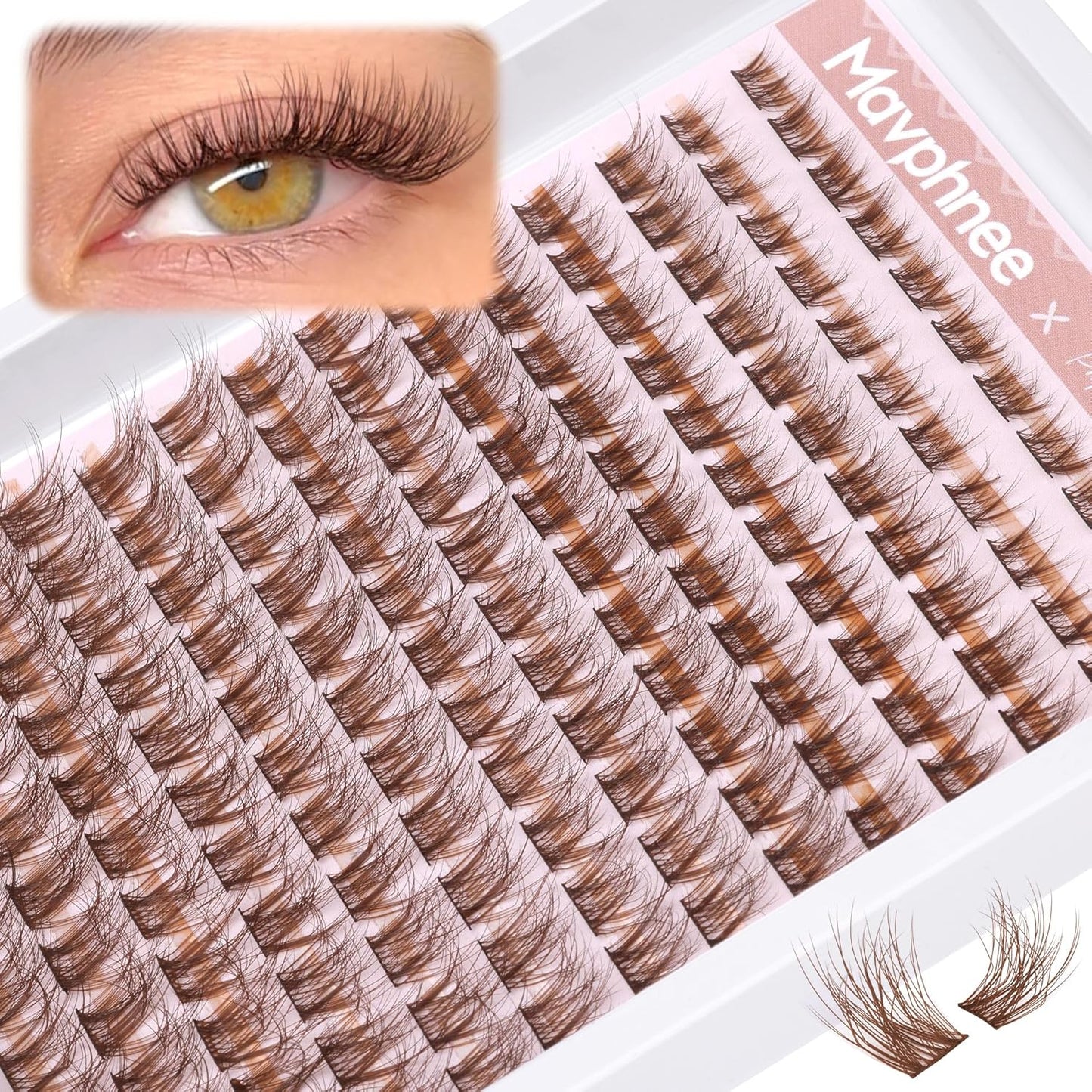 Natural DIY Lash Extensions - C-Curly Cluster Eyelashes | 216 Pcs Wispy Cat Eye Lashes for Beginners