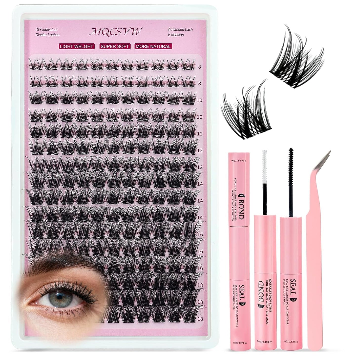 Lash Clusters - 80D & 100D Long 10-21mm Eyelash Extensions Kit | Wispy Thick Volume 300pcs Individual Lashes