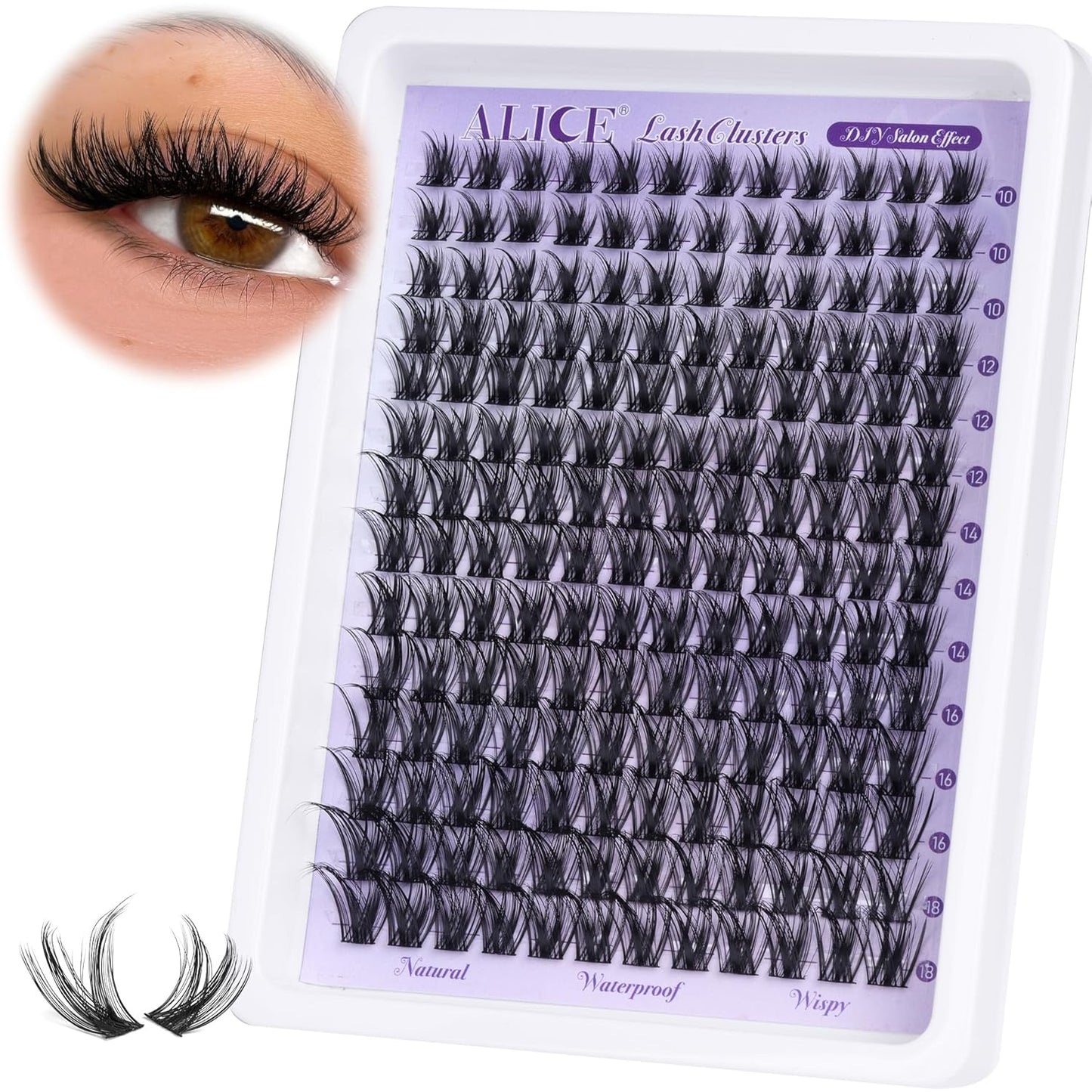 Natural Lash Clusters - Wispy Eyelash Extensions 168pcs | 8-16mm C-Curl, Soft Thin Band for a Natural Look