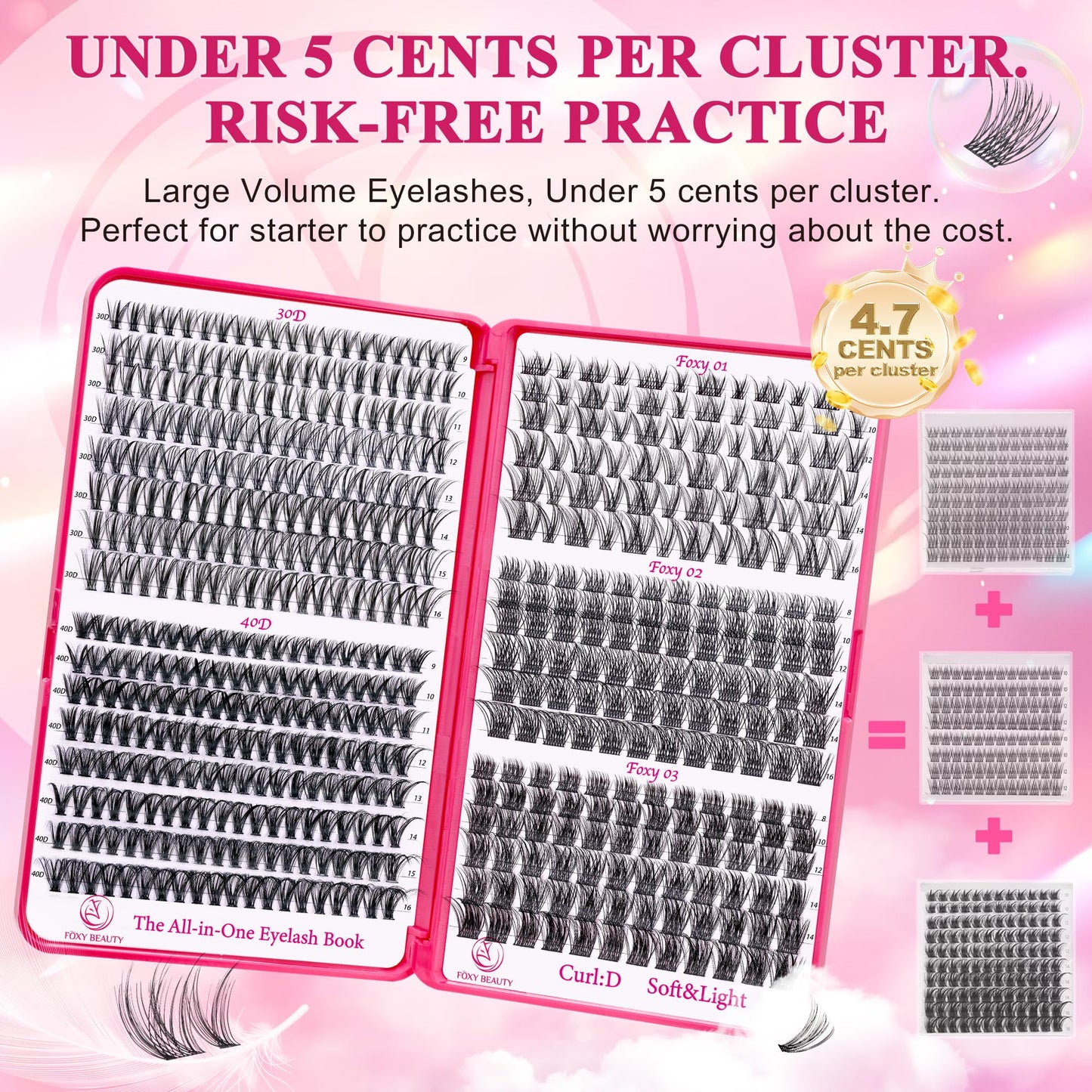 Lash Clusters Eyelash Clusters Wispy Lashes 536PCS EyeLashes Natural Lash Extensions Individual Lashes D Curl DIY At Home