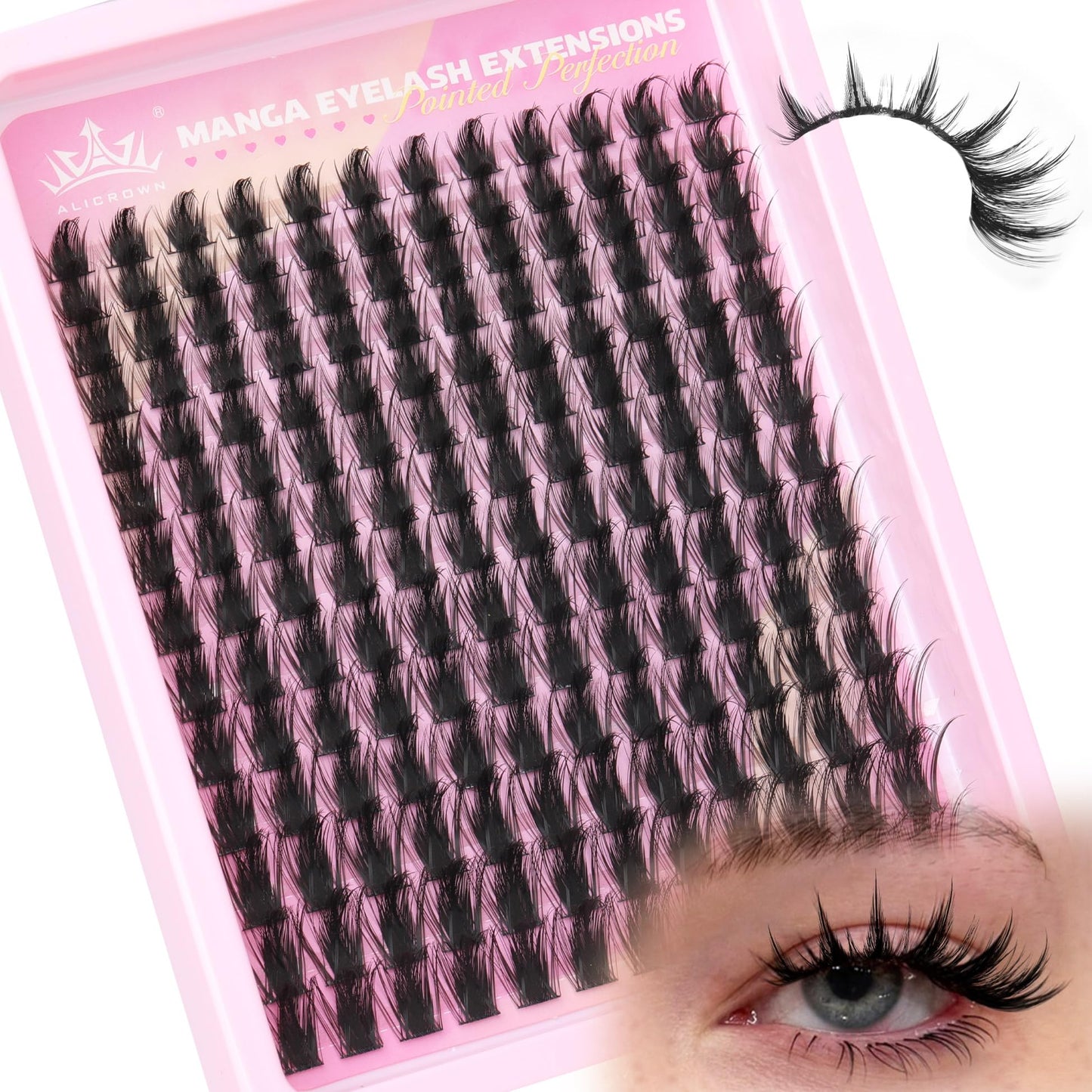 Doll Lash Clusters Manga Eyelash Extensions Cosplay Spiky Individual Lashes Extensions Anime Eyelash Clusters 168Pcs 10MM-18MM Thick Natural DIY Clusters