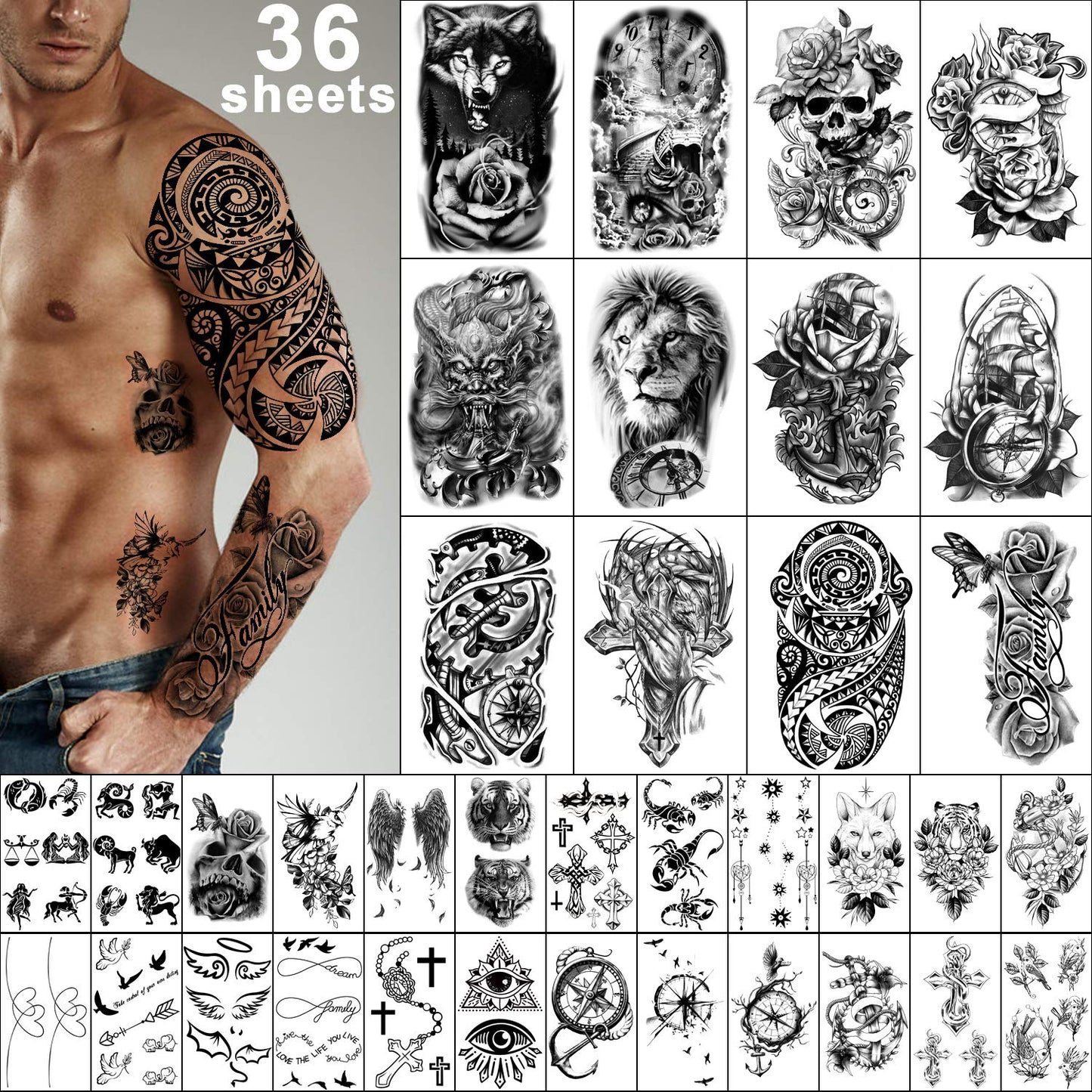 Independence Day Temporary Tattoos - USA Flag Waterproof Fake Tattoos | 77 Sheets for 4th of July, Memorial Day & Veterans Day