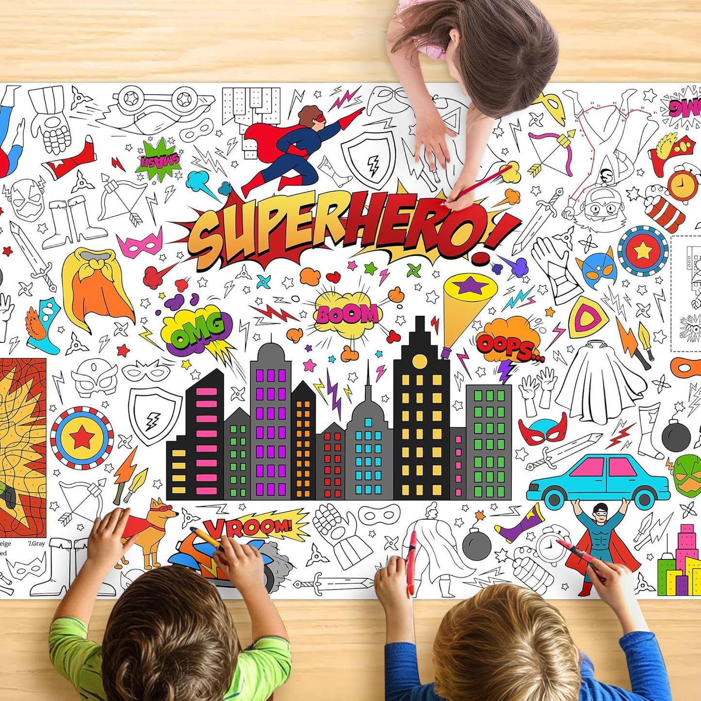 Monster Truck Coloring Tablecloth - Large 30x72 Inch for Kids | Perfect for Birthday Parties & Classroom Fun