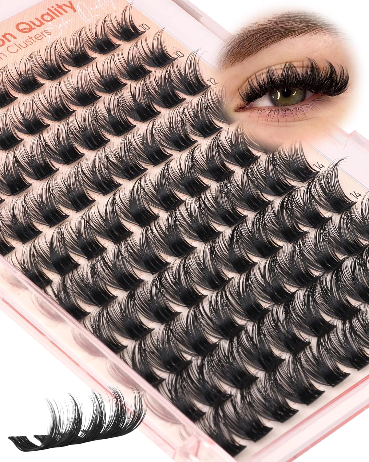Fluffy Eyelash Clusters - Natural Wispy Manga Lash Extensions | DIY CD Curl 10-16mm Individual Lashes