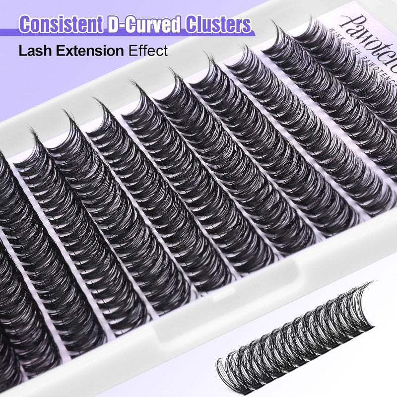 Pawotence Lash Clusters - 40D 280pcs Individual Eyelash Extensions | 9-16mm Mix for Self-Application