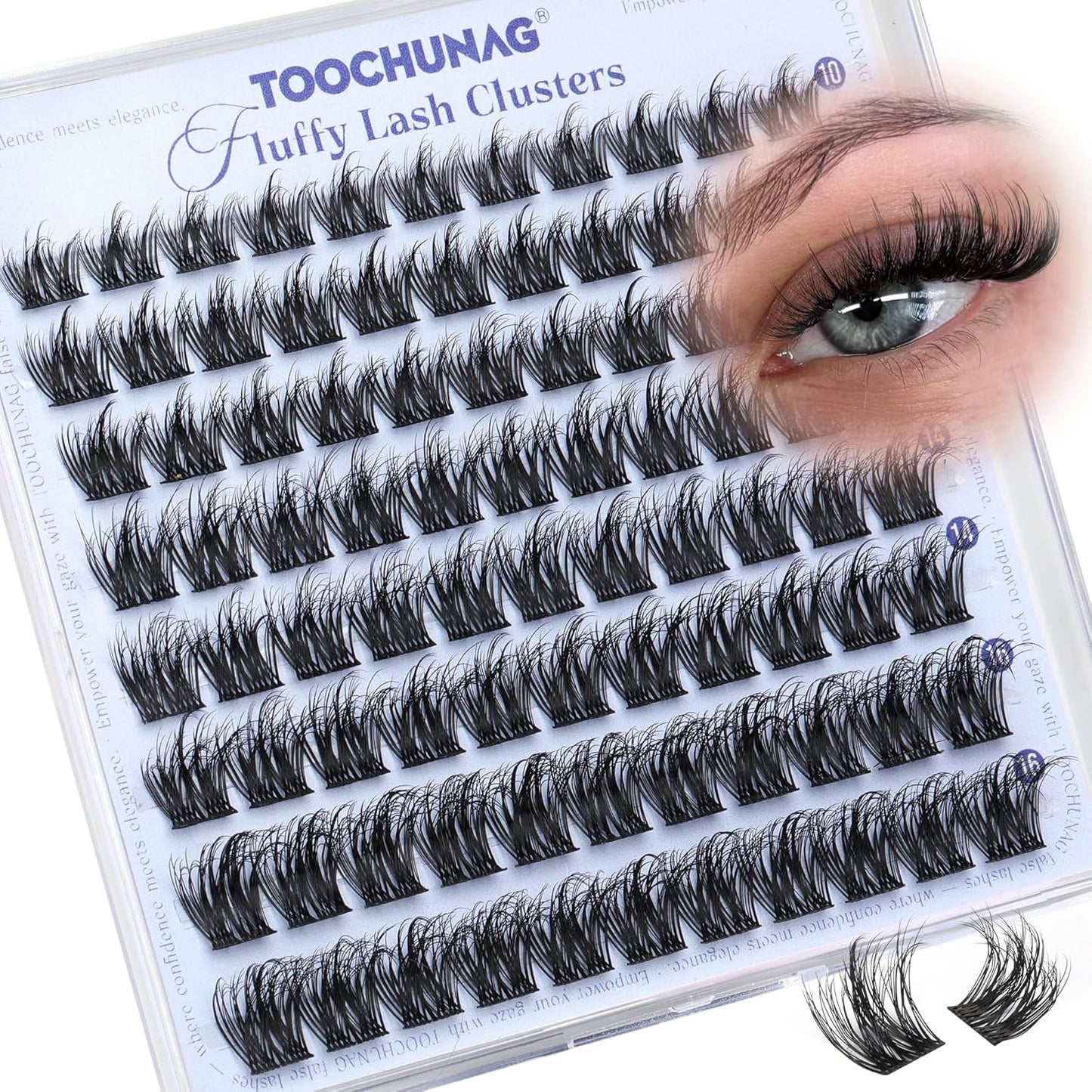 Fluffy Lash Clusters - Volume Eyelash Extensions with D Curl | 10-16mm Wispy Flora Lashes for DIY Baddies