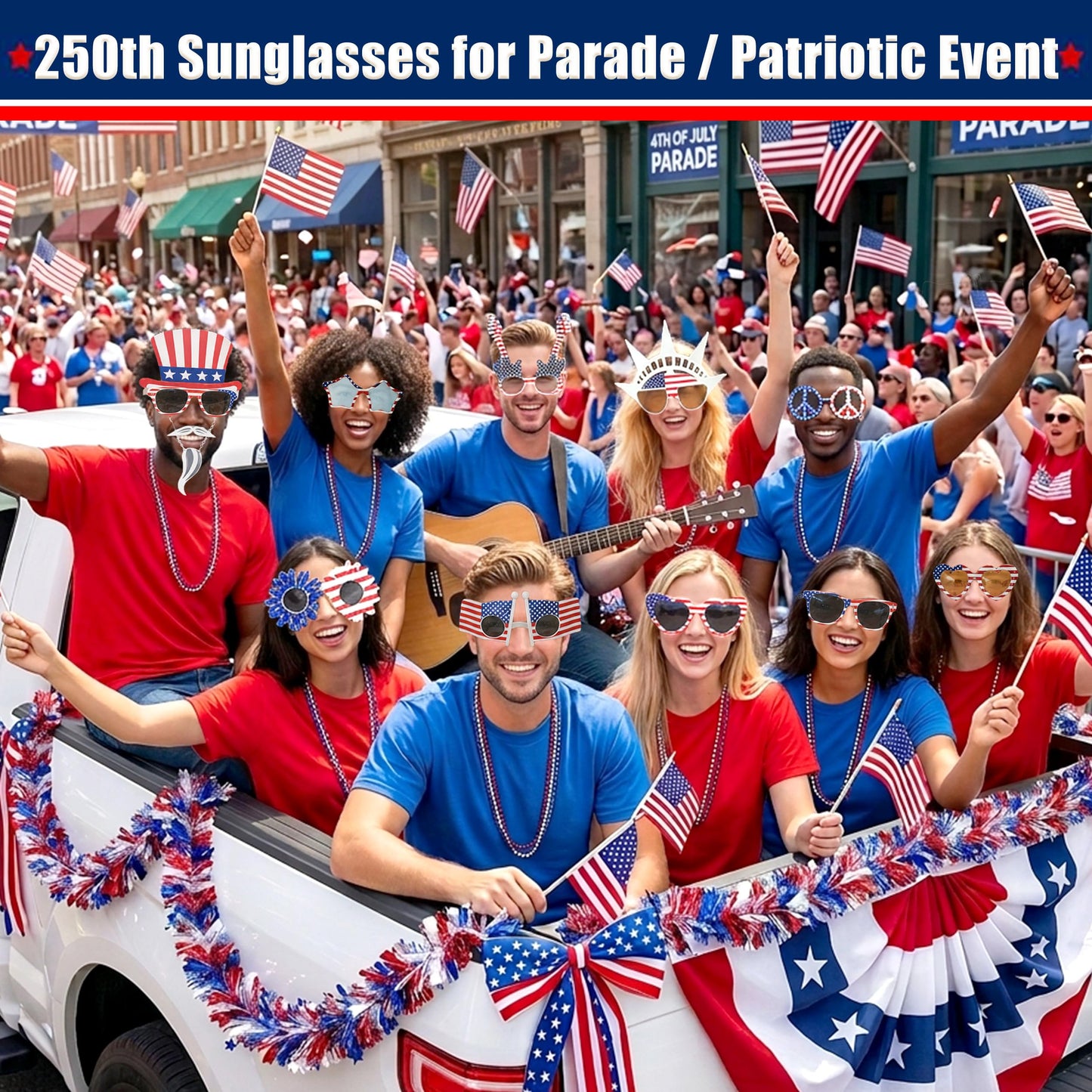 LIONO 11 Pack 4th of July Sunglasses, 250th Anniversary Patriotic USA Glasses, American Flag Sunglasses Red White Blue, Independence Day Memorial Day Party Favors for BBQ, Parade, Photo Booth Props