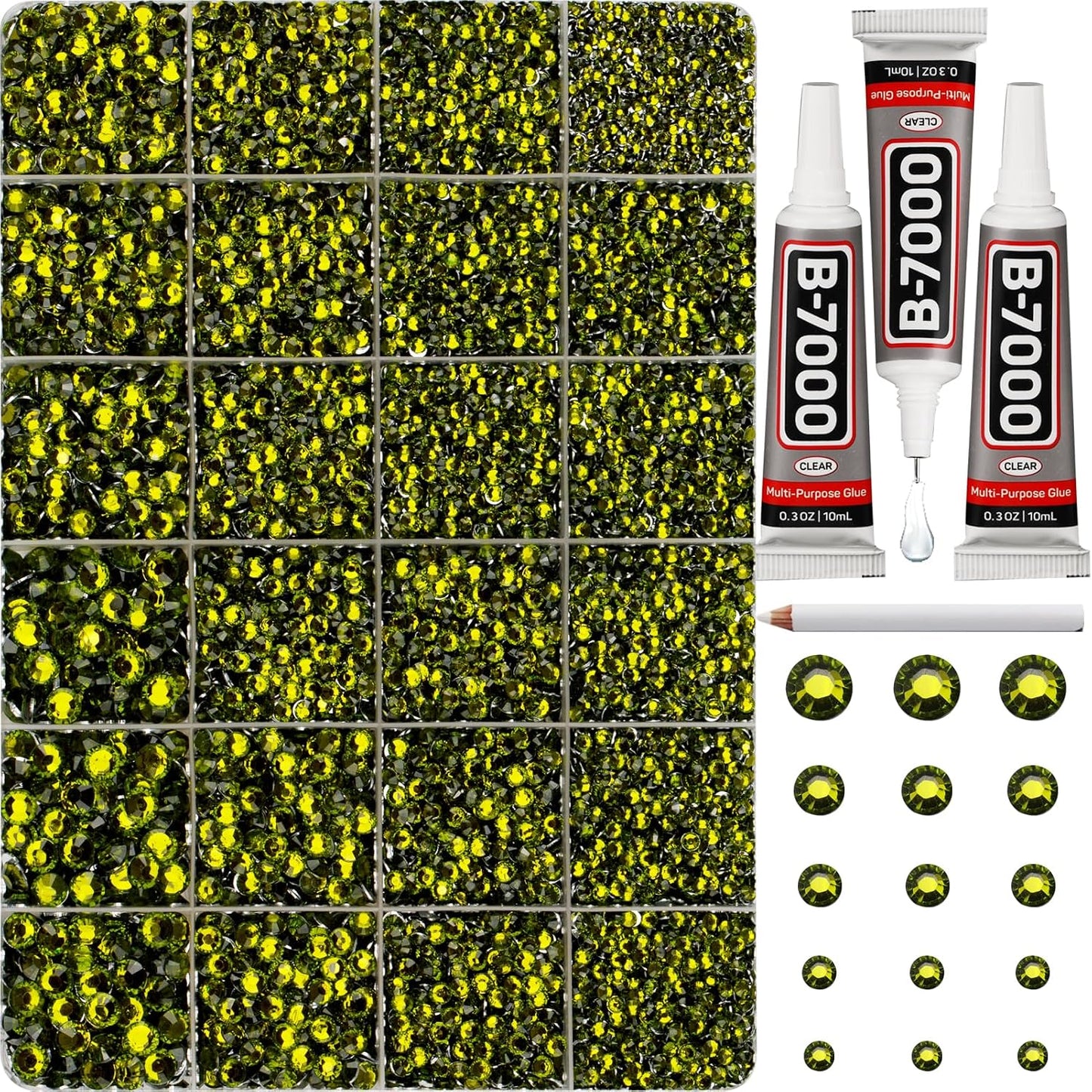 Red Rhinestones Bedazzler Kit - 6500 Pcs Flatback Crystals & B7000 Glue | 2-6mm Resin Gems for Crafts, Clothes, Shoes, Nails