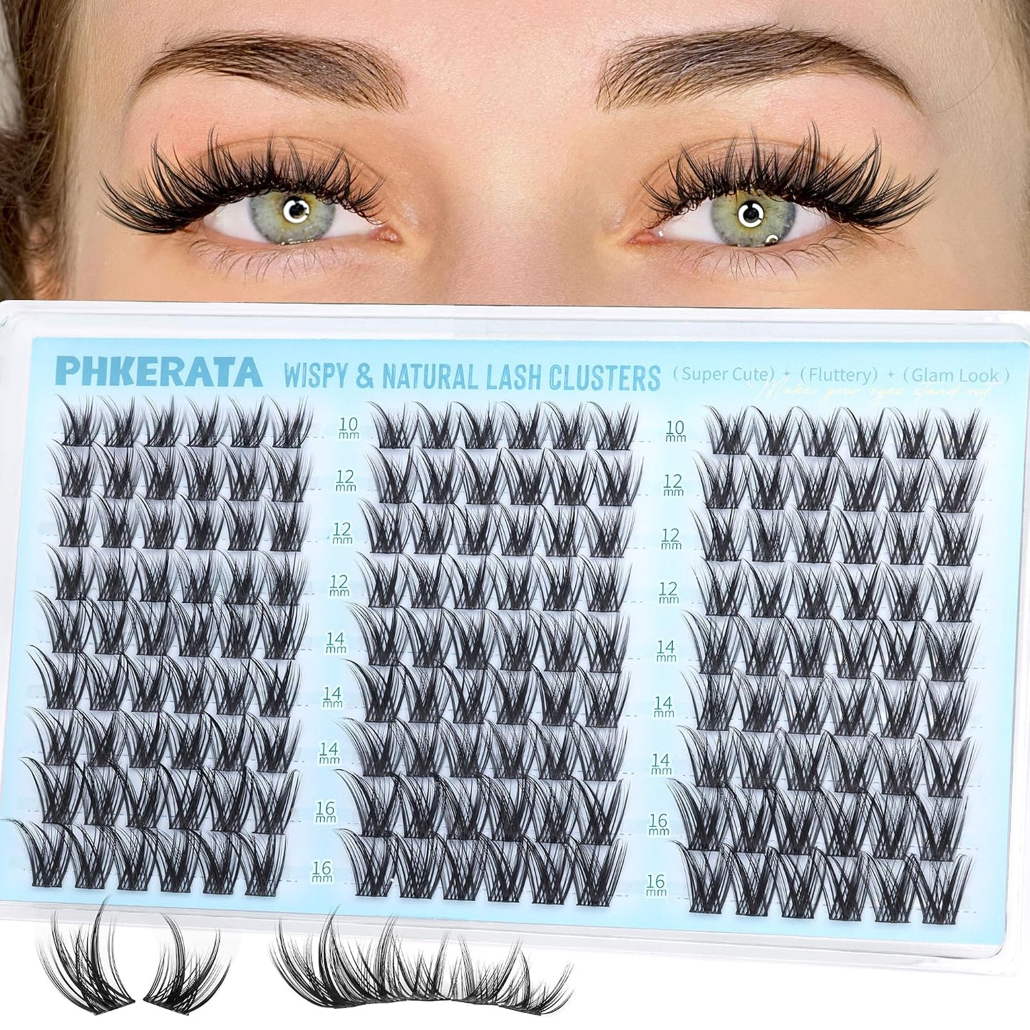 Eyelash Clusters - Natural Wispy Lash Extensions 240 Pcs | DIY Soft C Curly 10-16mm Individual Lashes