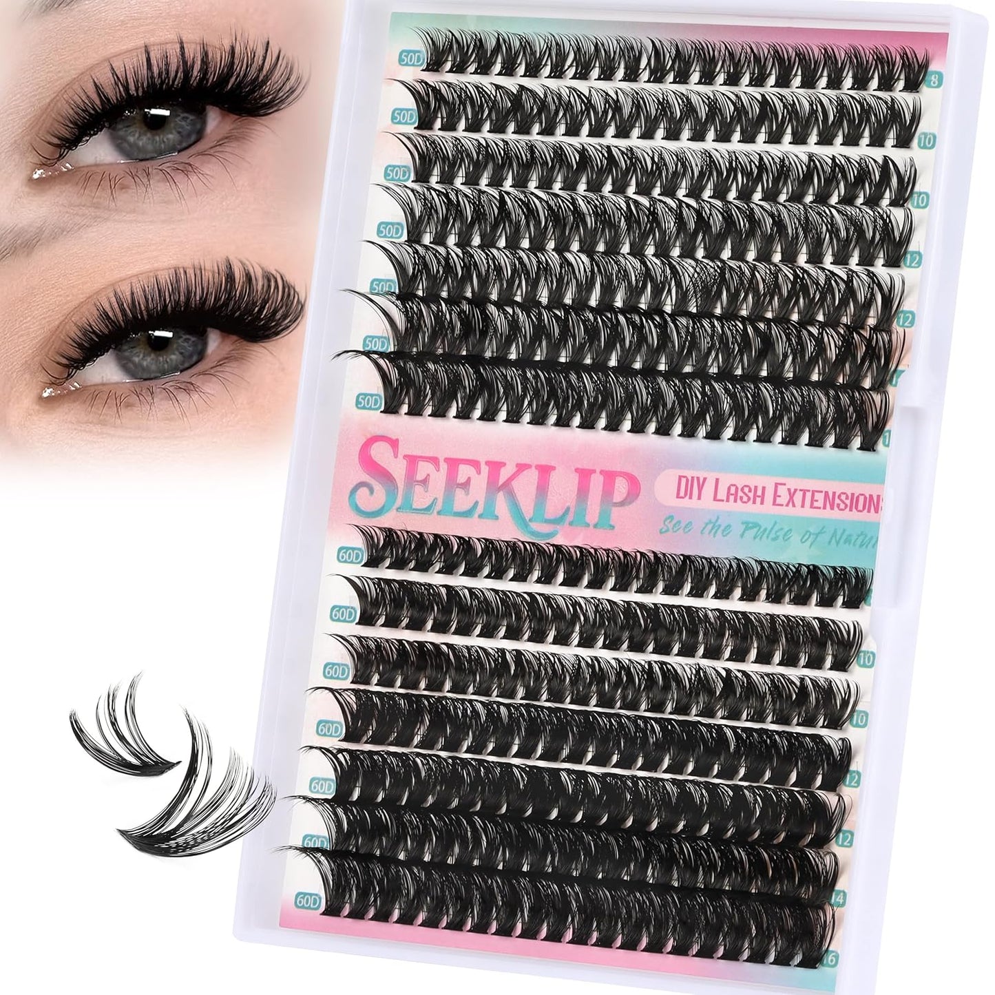 Bunny Lash Clusters - Dark Brown Spiky Doll Individual Lashes | 120 Pcs D Curl 8-16MM for DIY Eyelash Extensions