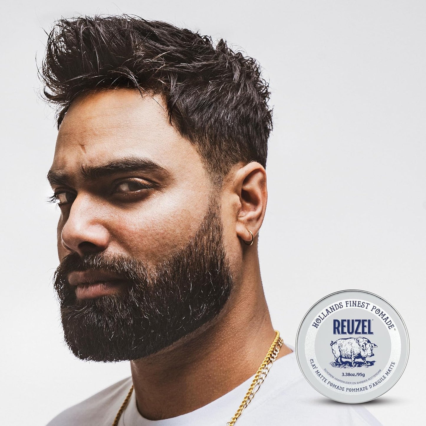 Reuzel Clay Matte Pomade - Medium Hold, Water Soluble, Flake-Free Finish | Ideal for All Hair Types