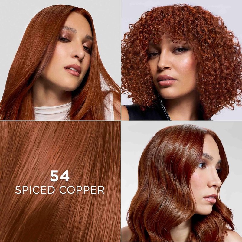 L'Oreal Paris Feria Hair Color - Multi-Faceted Shimmering Dye for 3X Highlights | 54 Spiced Copper, 1 Kit