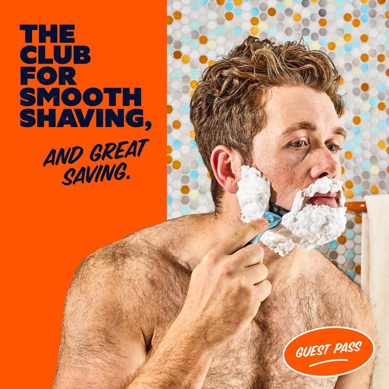 Dollar Shave Club | The Guest Pass Shave Set | 2 Swift Rinse Refill Cartridges, 1 Handle (Blue), 1 Razor Cover, Razors for Men