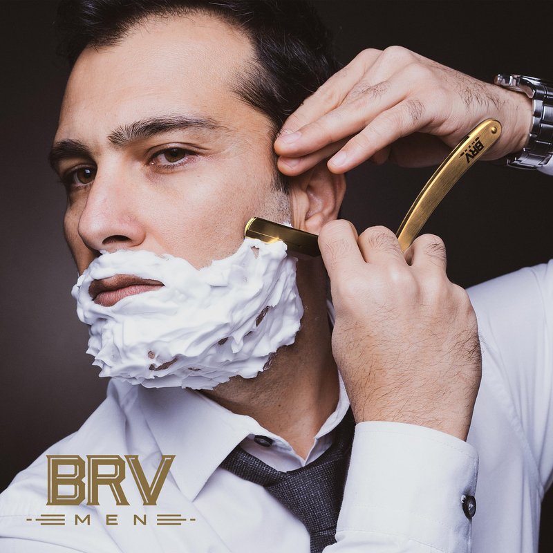 BRV MEN Straight Razor | Titanium Series | 100 Single Edge Blades | Straight Edge Razor | Shavette | Barber Razor | Mens Shaving Knife | Straight Razor Kit | For Men (Titanium Bronze)
