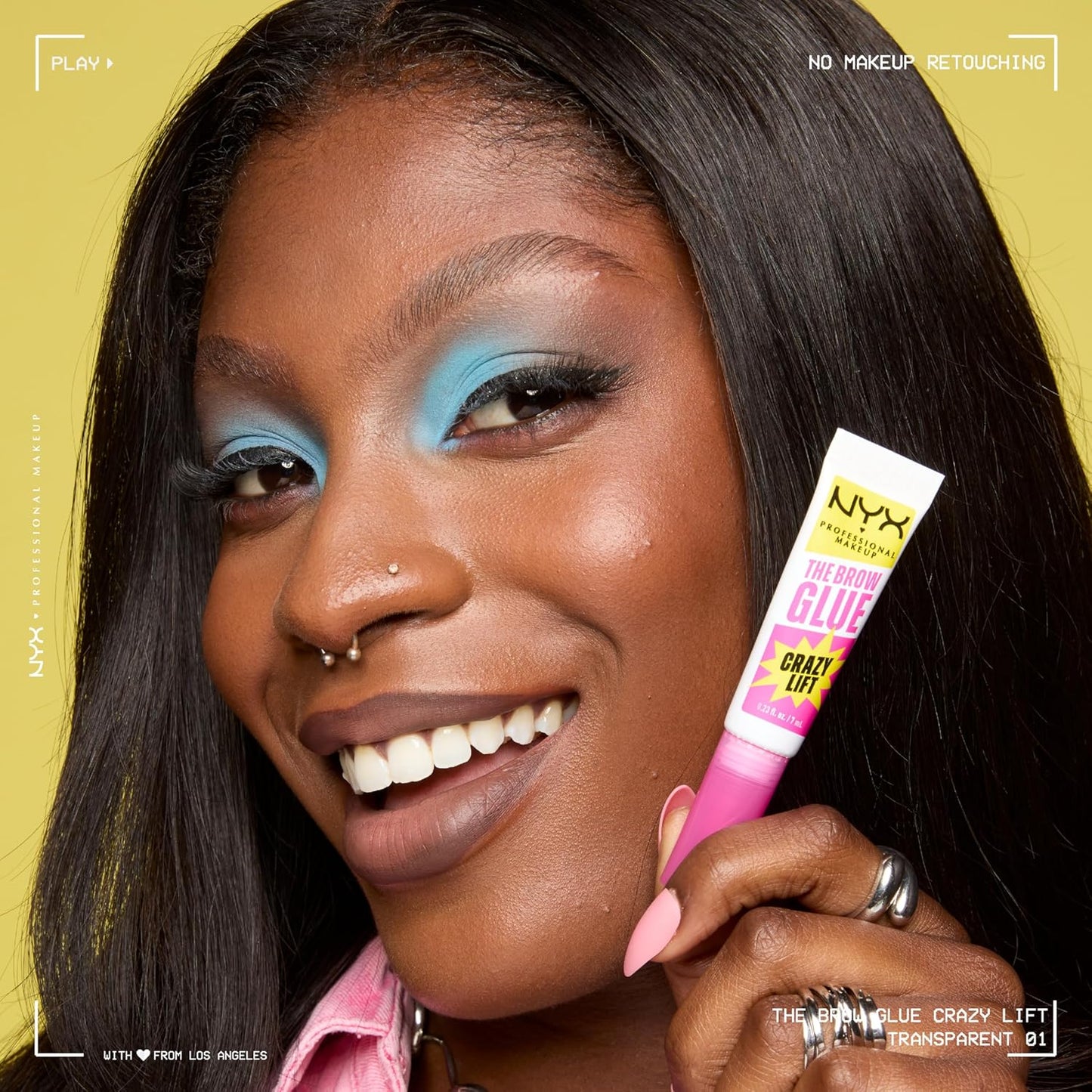 NYX Brow Glue - Strong Hold Brow Lamination Gel with Built-In Comb | Clear 16HR Eyebrow Gel
