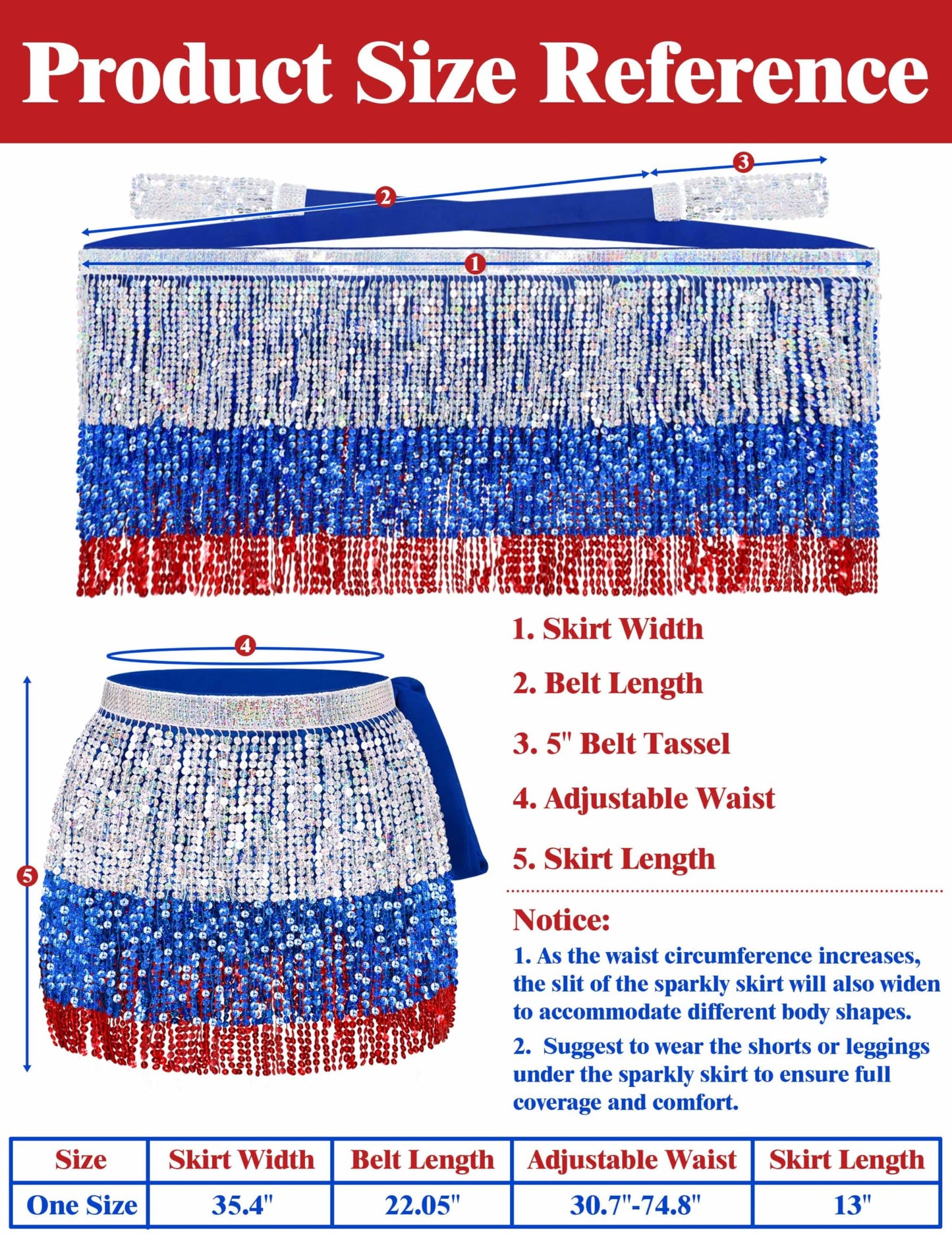 Sarfel Blue Sequin Skirt for Women Red White and Blue Outfits for Women Flag Skirts American Flag Outfits Woman Sparkly Skirt