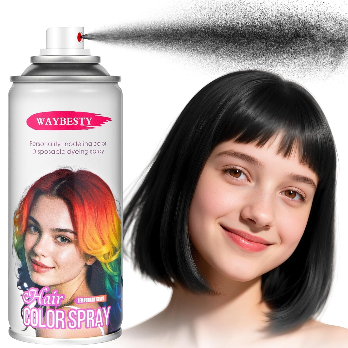 Temporary Black Hair Color Spray - Washable One-Day Dye for Kids, Women & Men | Ideal for Cosplay & Parties (120ml)