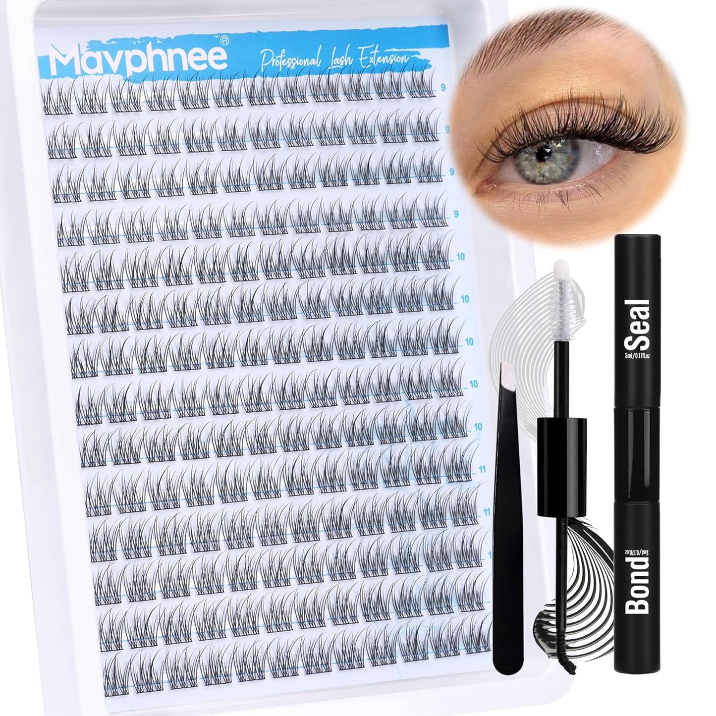 Natural DIY Lash Extensions - C-Curly Cluster Eyelashes | 216 Pcs Wispy Cat Eye Lashes for Beginners