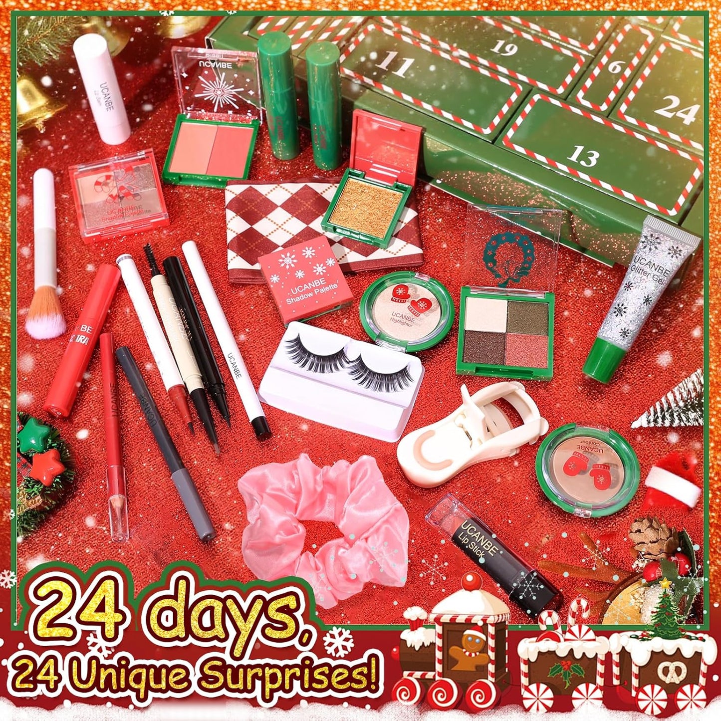 UCANBE Makeup Advent Calendar 2025 - 24-Piece Holiday Gift Set for Women & Teens | Beauty Surprises Countdown