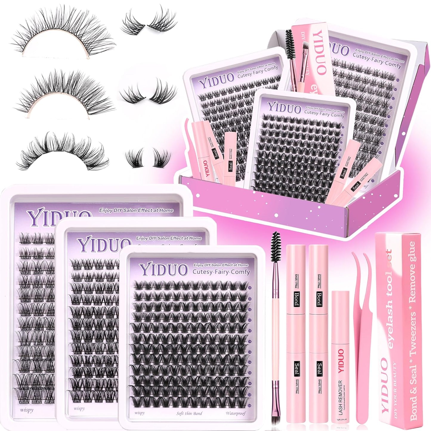 Lash Clusters Kit - 770 Pcs Faux Mink Volume Extensions | 5 Styles for DIY Home Use