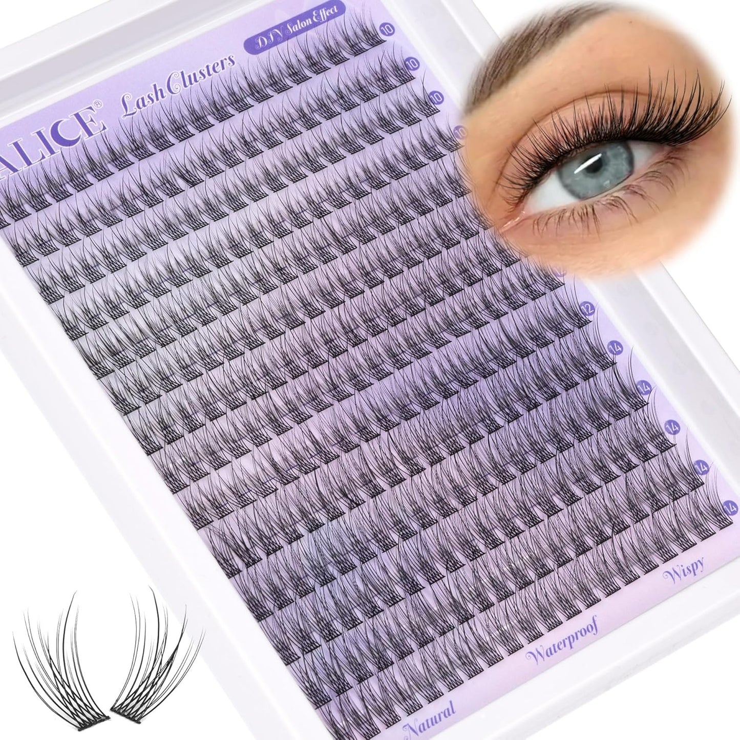 Natural Lash Clusters - Wispy Eyelash Extensions 168pcs | 8-16mm C-Curl, Soft Thin Band for a Natural Look
