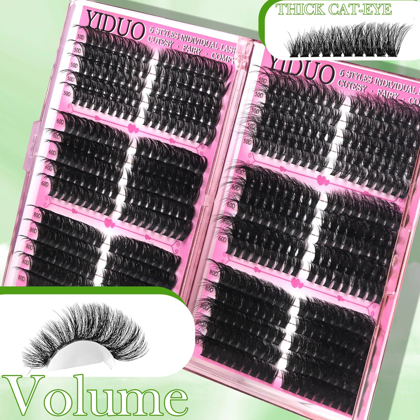 YIDUO 1846Pcs Lash Clusters Kit with Spikes+Bottom Cluster Lashes Kit Mix Styles 10-18mm Volume D Curly Wispy Soft DIY Individual Eyelash Extension Kit with Glue pestañas postizas Wholesale Large Pack