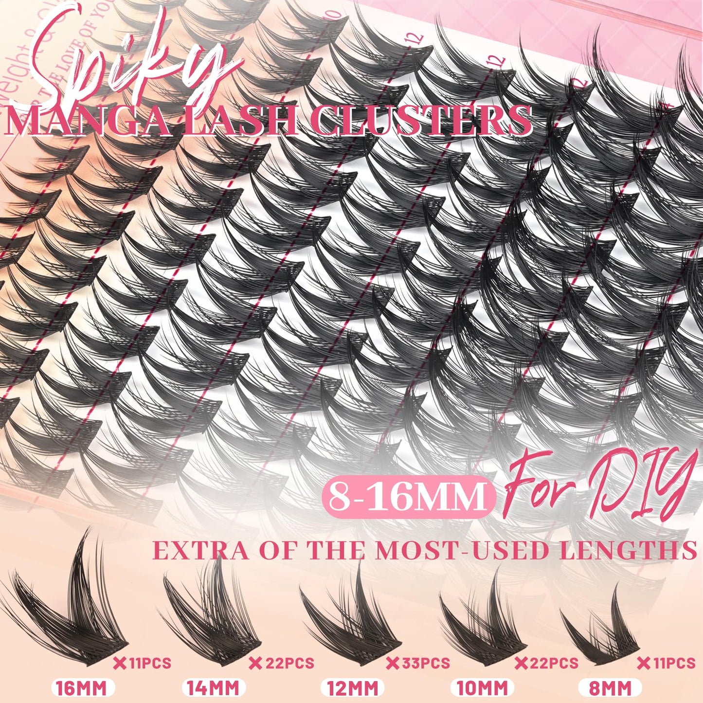 Manga Lash Clusters Anime Eyelashes Clusters with Wet Look Spikes (Vista)