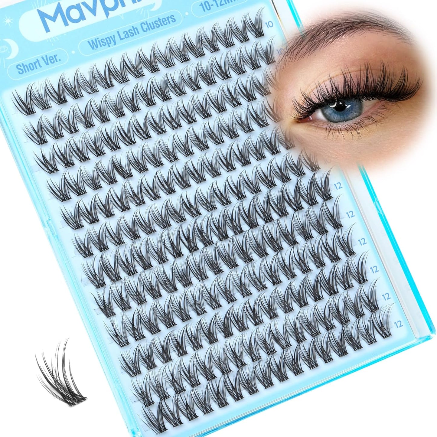 Natural Cluster Eyelash Extensions - Short Lash Clusters 8-10-12MM | CC-Curly Wispy Individual Lashes, 144 Pcs