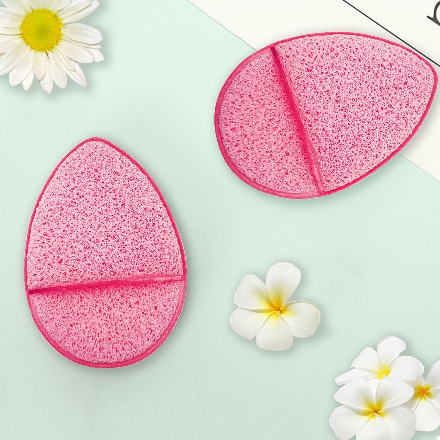 Gentle Facial Sponges - 2 Pack Reusable Exfoliating Scrubbers for Makeup Removal & Daily Cleansing | Pink