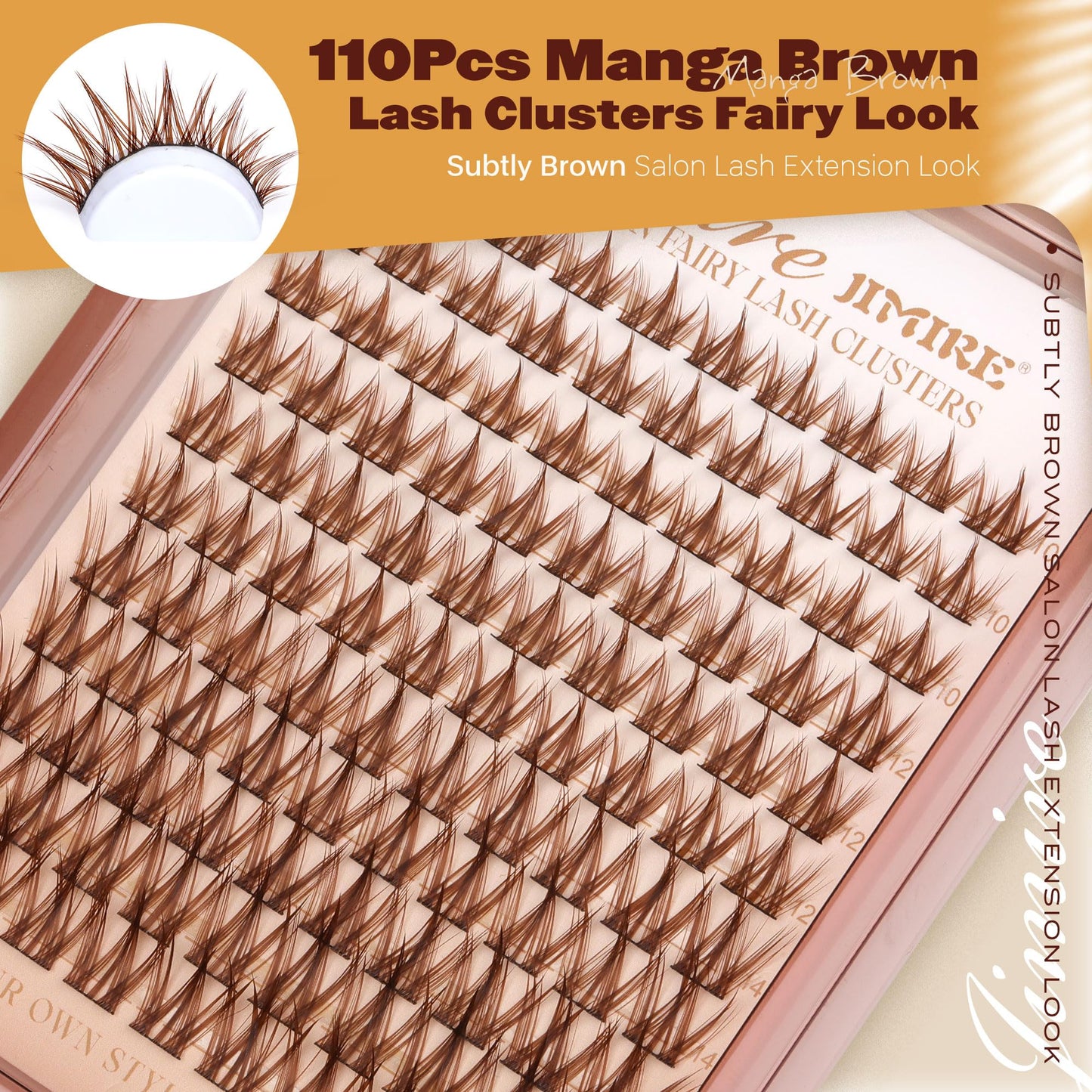 Anime Cluster Lashes Brown Lash Clusters Manga Eyelash Clusters Natural Dark Brown Individual Lashes 10-16MM Fairy Cluster Eyelash Extensions 110Pcs DIY Spiky Cluster Lashes at Home by JIMIRE