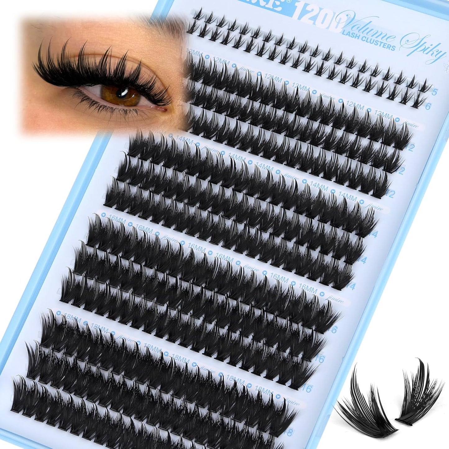 Manga Lash Clusters - Wispy Fluffy Eyelash Extensions | CC Curly 14-18MM, 162 Pcs Pack for DIY Thick Volume