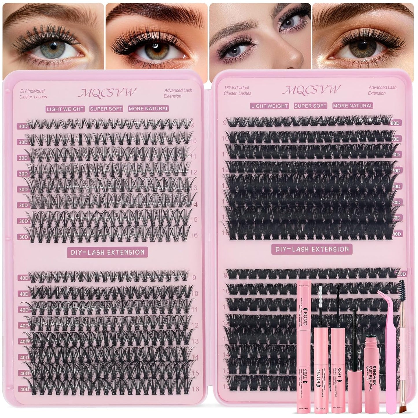 Lash Clusters - 80D & 100D Long 10-21mm Eyelash Extensions Kit | Wispy Thick Volume 300pcs Individual Lashes