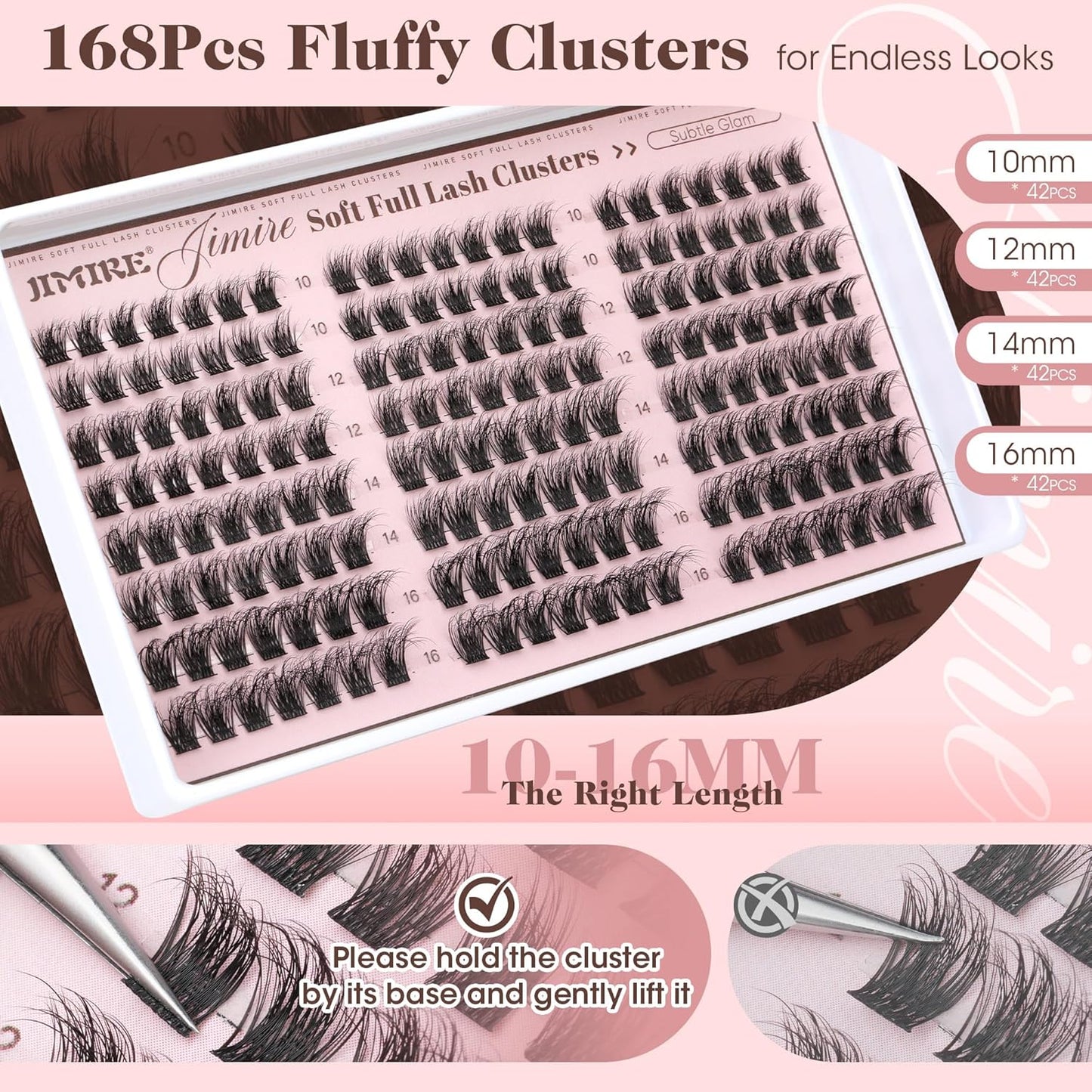 Wispy Lash Clusters - Natural Eyelash Extensions 10-16MM D Curl | 168Pcs Fluffy Individual Lashes