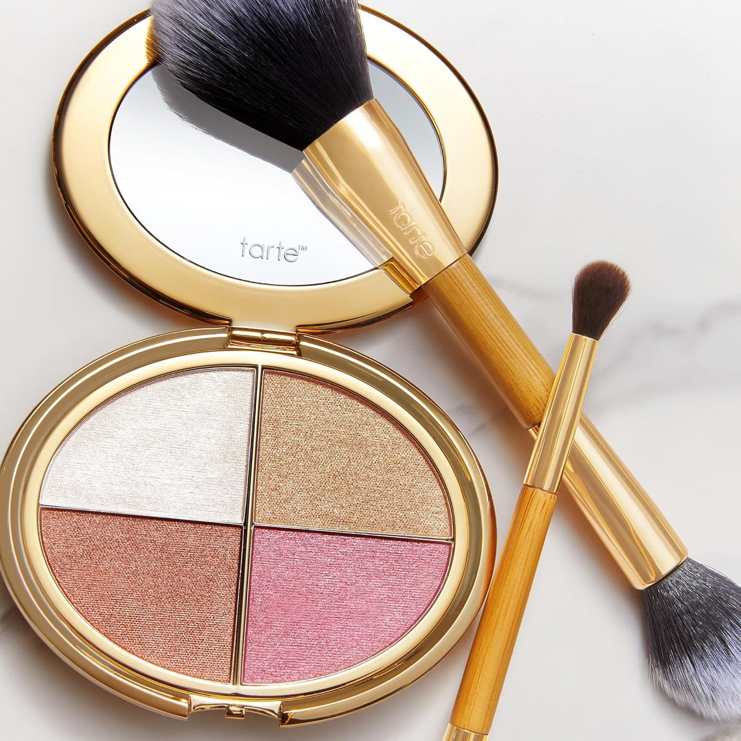 Tarte Glow Wardrobe - Highlighting Eye & Cheek Palette | Vegan All-in-One Blush, Bronze & Highlighter, Full Size