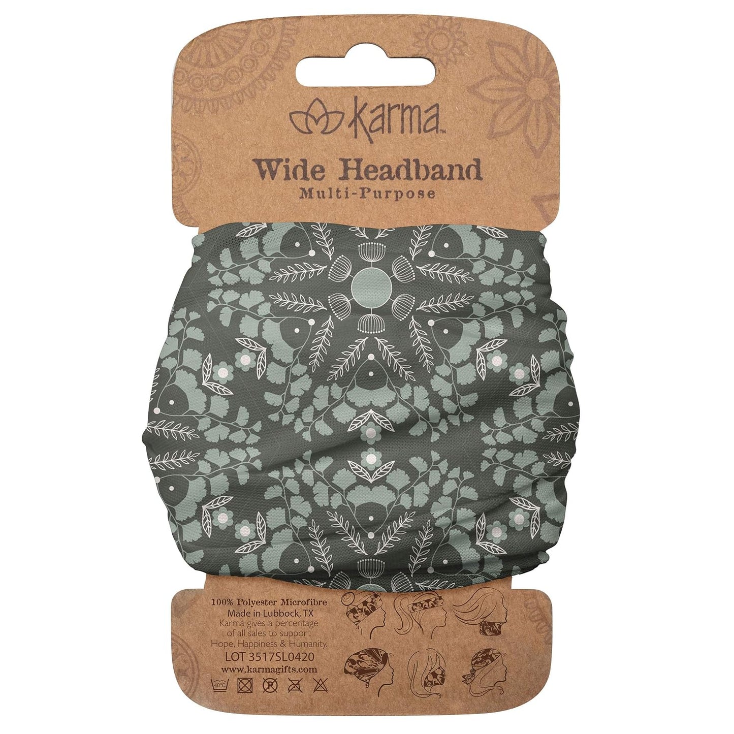 Floral Headband for Women - Teal/Apricot Split Design | Wide Fabric & Stretchy Hair Scarf